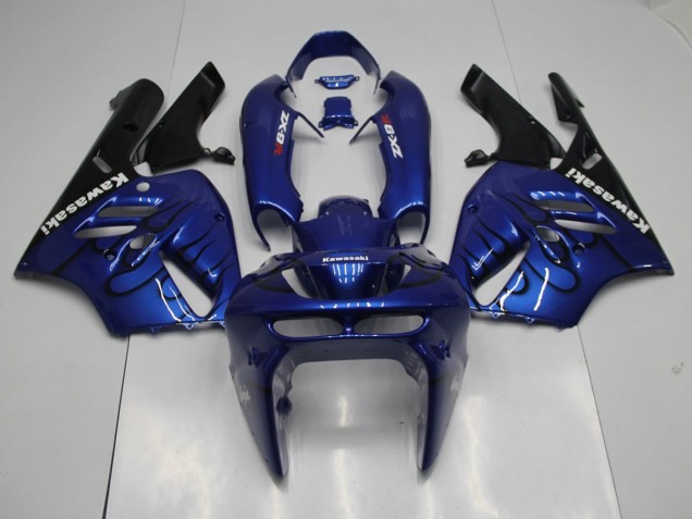 Custom 1994-1997 Blue Black Flame Kawasaki ZX9R Replacement Motorcycle Fairings