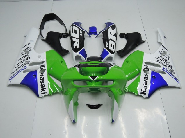 Custom 1994-1997 Green White Kawasaki ZX9R Motorcycle Fairings Kits