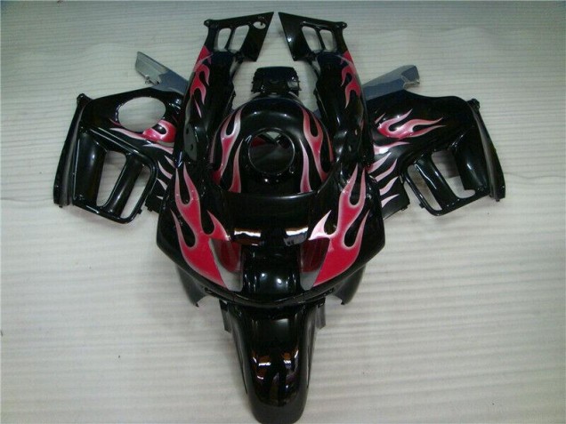 Custom 1995-1998 Black Red Flame Honda CBR600 F3 Bike Fairing Kit