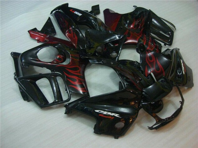 Custom 1995-1998 Black Red Flame Honda CBR600 F3 Motorcyle Fairings