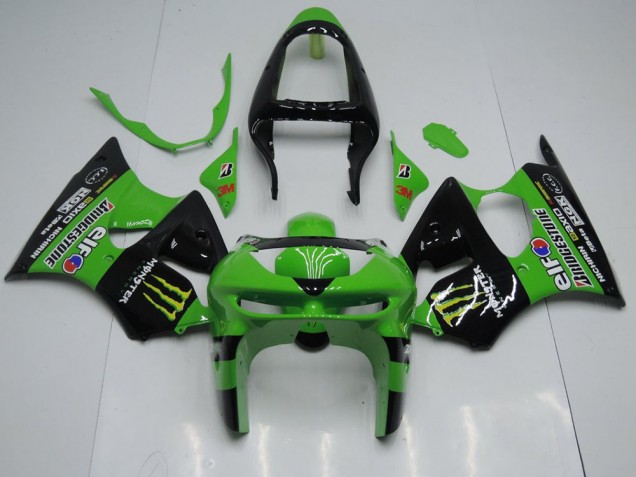 Custom 1998-1999 Green Monster Kawasaki ZX6R Motor Bike Fairings