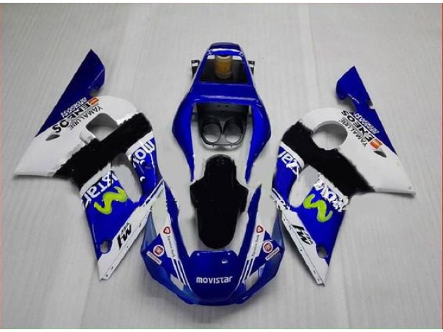 Custom 1998-2002 Blue Green White Yamaha YZF R6 Motorbike Fairing