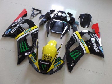 Custom 1998-2002 Black Yellow Monster Yamaha YZF R6 Bike Fairings