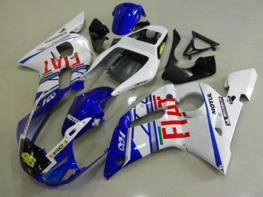 Custom 1998-2002 Blue White Fiat Yamaha YZF R6 Motorcycle Fairings Kit