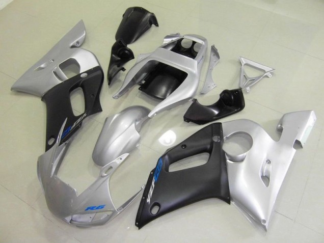 Custom 1998-2002 Black Silver Yamaha YZF R6 Motorcycle Fairings Kit