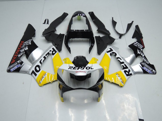 Aftermarket 2000-2001 Yellow Silver Black Repsol Honda CBR900RR 929 Motor Bike Fairings