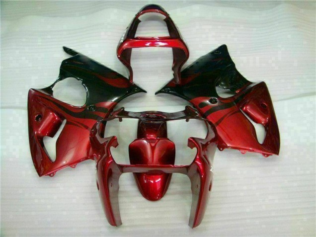 Custom 2000-2002 Red Black Kawasaki ZX6R Bike Fairing Kit