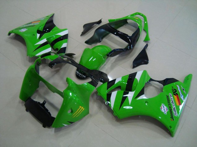 Custom 2000-2002 Green Black Kawasaki ZX6R Motor Fairings