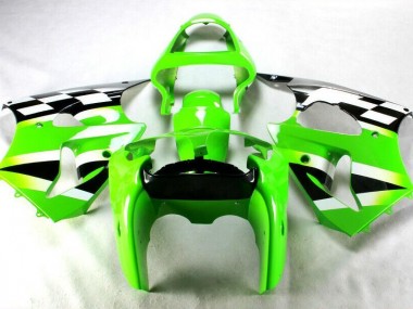 Custom 2000-2002 Green Black White Kawasaki ZX6R Bike Fairings