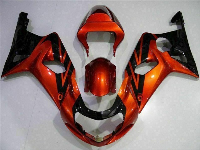 Custom 2000-2002 Orange Black Suzuki GSXR 1000 Bike Fairing