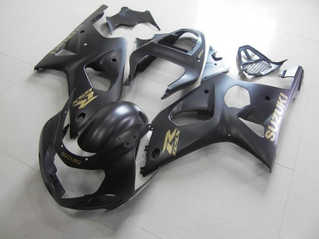 Custom 2000-2002 All Matte Black with Gold Sticker Suzuki GSXR 1000 Motorcycle Bodywork