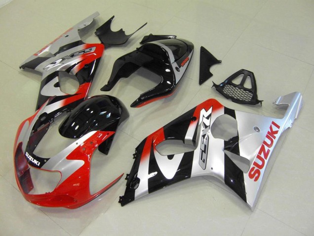 Custom 2000-2002 Red Silver Suzuki GSXR 1000 Motorcycle Fairings