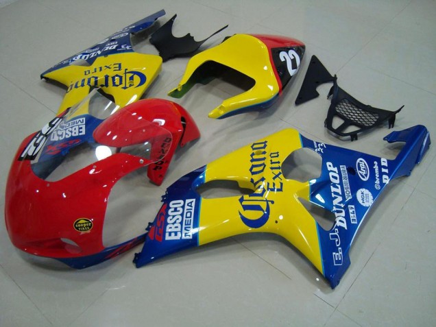 Aftermarket 2000-2002 Red Yellow Blue Corona Race Suzuki GSXR 1000 Motorbike Fairings