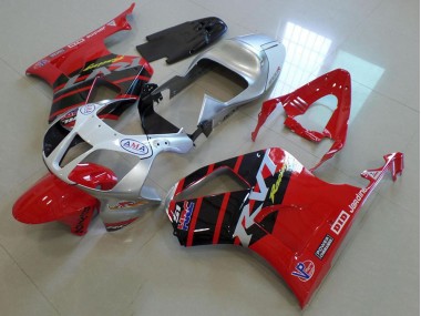 Aftermarket 2000-2006 Red Silver Honda VTR1000 Motorbike Fairing