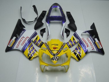 Aftermarket 2001-2003 Yellow White Nastro Azzurro Honda CBR600 F4i Motorbike Fairing