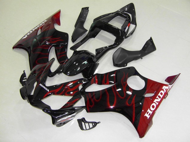 Custom 2001-2003 Red Flame Honda CBR600 F4i Motorcycle Replacement Fairings