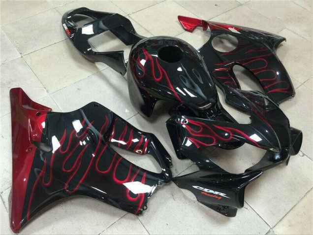 Custom 2001-2003 Red Flame Honda CBR600 F4i Motorcycle Fairings Kit