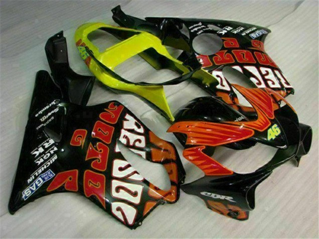 Custom 2001-2003 Orange Black Honda CBR600 F4i Replacement Motorcycle Fairings