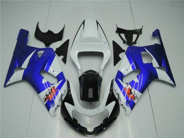 Custom 2001-2003 White Blue Suzuki GSXR 600/750 Motorcycle Fairings Kit