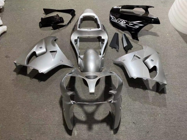 Custom 2002-2003 Silver Glossy Black Kawasaki ZX9R Motorcycle Fairing Kit