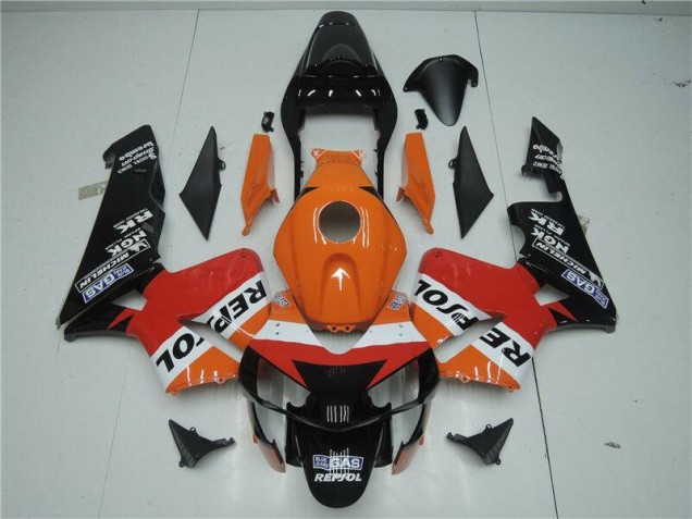 Custom 2003-2004 Orange Red Black Repsol Honda CBR600RR Motor Bike Fairings