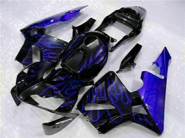 Custom 2003-2004 Black with Blue Flame Honda CBR600RR Motorcycle Fairing Kits