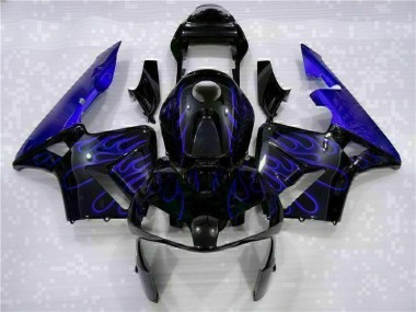 Custom 2003-2004 Black with Blue Flame Honda CBR600RR Motorcycle Fairing Kits