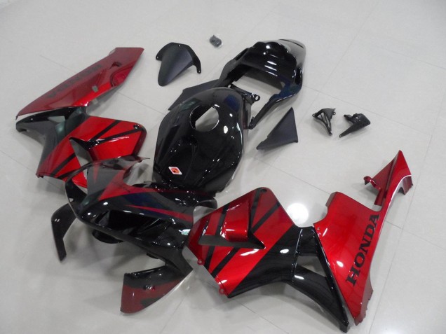 Custom 2003-2004 Black Candy Red Honda CBR600RR Motorcycle Fairing