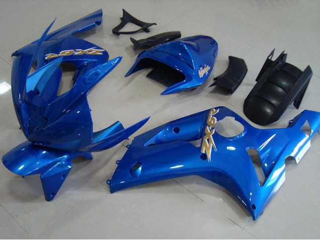 Custom 2003-2004 Light Blue Kawasaki ZX6R Motorcycle Fairing