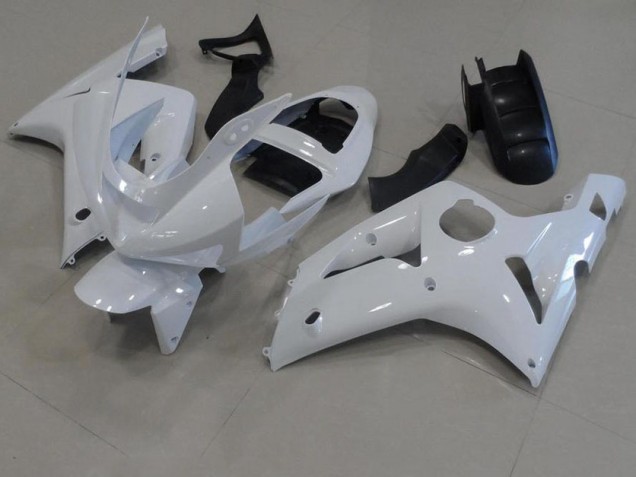 Custom 2003-2004 White Kawasaki ZX6R Bike Fairings