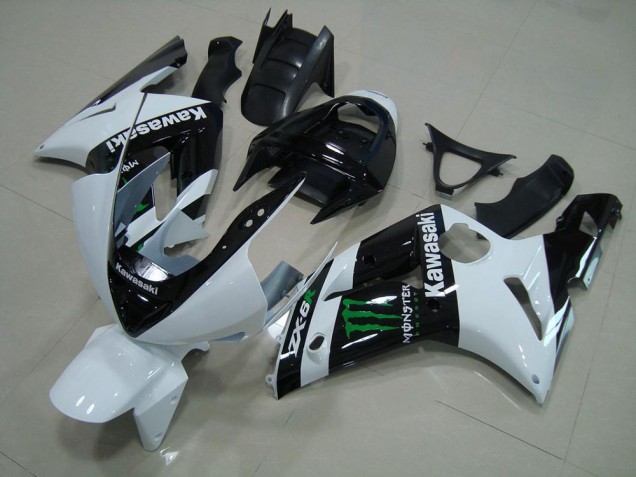 Custom 2003-2004 White Monster Kawasaki ZX6R Motorbike Fairing Kits