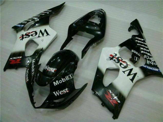 Custom 2003-2004 White Black Suzuki GSXR 1000 Motorbike Fairing