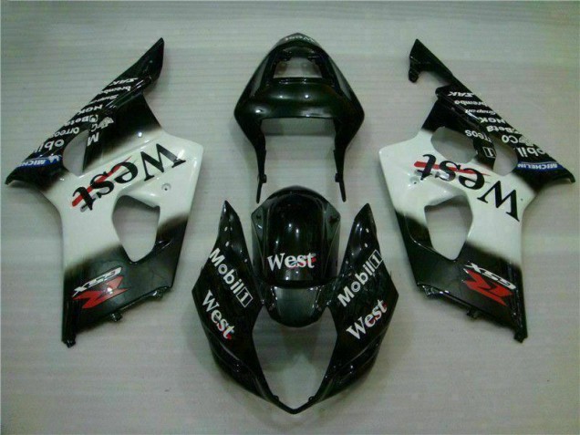 Custom 2003-2004 White Black Suzuki GSXR 1000 Motorbike Fairing