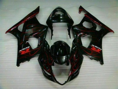 Custom 2003-2004 Red Flame Suzuki GSXR 1000 Bike Fairing Kit