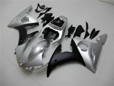 Aftermarket 2003-2005 Silver Black Yamaha YZF R6 Motorcylce Fairings