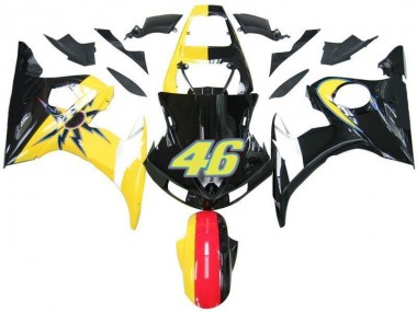 Aftermarket 2003-2005 Black Yellow No. 46 Yamaha YZF R6 Motorcycle Fairings