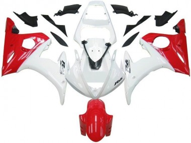 Aftermarket 2003-2005 White Red Yamaha YZF R6 Motorbike Fairing Kits