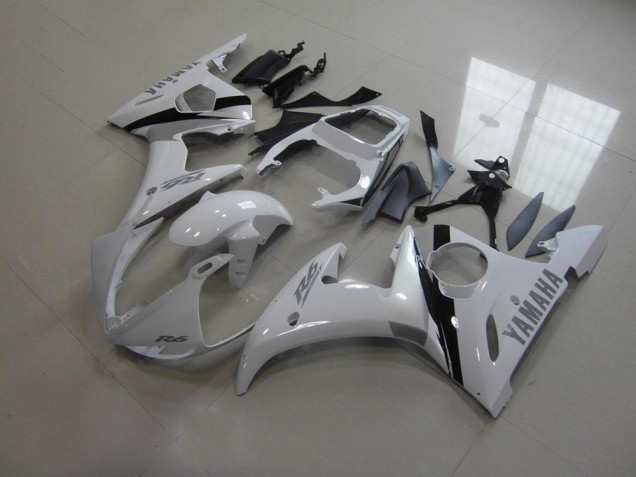 Aftermarket 2003-2005 White and Grey Decals Yamaha YZF R6 Bike Fairing Kit