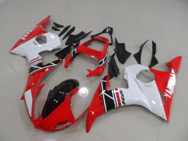 Aftermarket 2003-2005 Red and White and Black Yamaha YZF R6 Motorcycle Fairings Kits