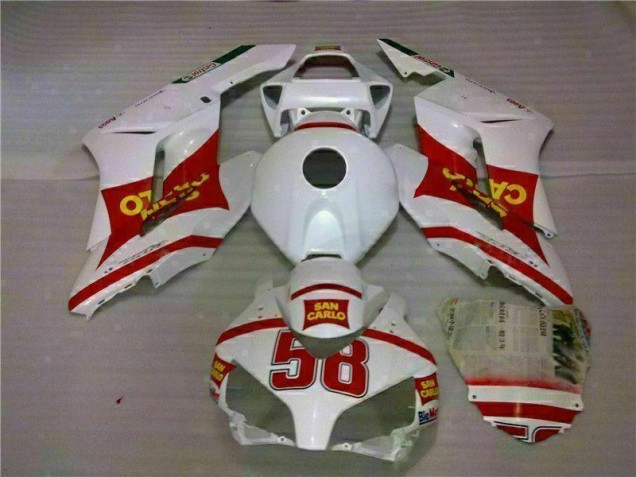 Custom 2004-2005 White Red Honda CBR1000RR Motorcycle Fairings