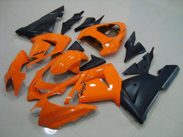 Custom 2003-2005 Ornage Matte Black Kawasaki ZX10R Motorbike Fairing