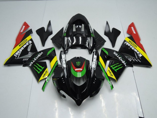 Aftermarket 2003-2005 Black Yellow Monster Kawasaki ZX10R Replacement Motorcycle Fairings