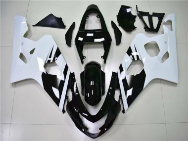 Custom 2004-2005 White Black Suzuki GSXR 600/750 Motor Fairings