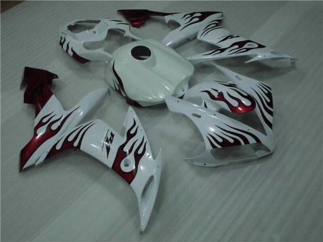 Aftermarket 2004-2006 White Red Flame Yamaha YZF R1 Motorcyle Fairings