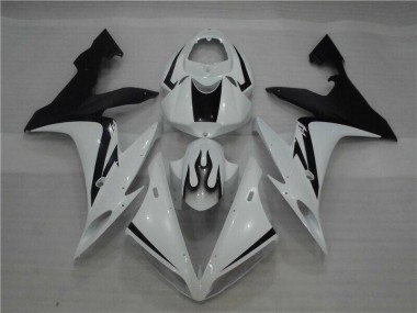 Custom 2004-2006 White Black Flame Yamaha YZF R1 Motor Fairings