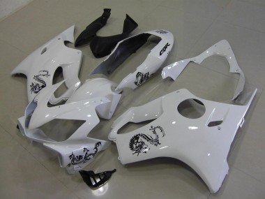 Aftermarket 2004-2007 White with Black Dragon Honda CBR600 F4i Motorcycle Fairings