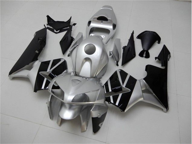 Custom 2005-2006 Silver Black Honda CBR600RR Motor Bike Fairings