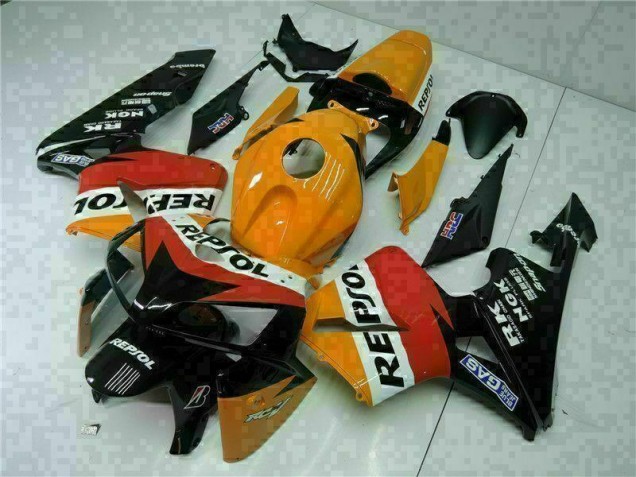 Custom 2005-2006 Orange Black Repsol Honda CBR600RR Motorbike Fairing