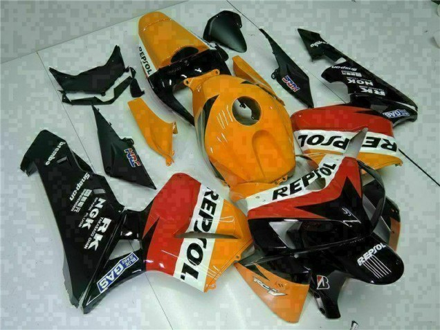 Custom 2005-2006 Orange Black Repsol Honda CBR600RR Motorbike Fairing