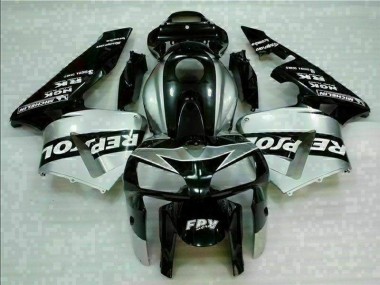 Custom 2005-2006 Black Silver Repsol Honda CBR600RR Motorcycle Fairings Kit